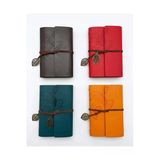 Wolawood Özel Seri Dört (4) Adet Deri Defter Yaprak Desenli, Eskitme Sayfa, Spiralli, Vintage Hatıra, Ajanda, Günlük Not Defteri Hediyelik Set