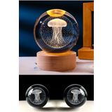 Wolawood Premium Kristal Cam Kar Küresi 3D Işıklı Biblo Lamba Ahşap Taban LED Dekoratif USB'li Hediyelik Seti