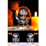 Wolawood Premium Kristal Cam Kar Küresi 3D Metal Standlı Dekoratif Biblo Şık Zarif Süs Hediyelik Özel Takım