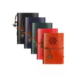 Wolawood Prestige Collection 5,Li Vintage Deri Defter Seti Çapalı, Pusula, Denizci Temalı & Çizgisiz, Spiralli, Retro/Journal Günlük, Anı, Hatıra, Ajanda Hediyelik Set {5~Adet}