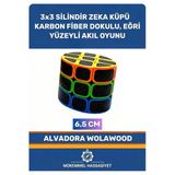 Wolawood Profesyonel 3X3 Silindir Zeka Küpü - Karbon Fiber Dokulu Yüksek Hassasiyetli Eğri Yüzeyli Akıl, Strateji Ve Zeka Oyunu