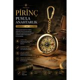 Wolawood Royal Explorer Pirinç Pusula Anahtarlık & Vintage Koleksiyon Serisi, Dekoratif Denizci Pusulası, Metal Anahtarlık, Seyahat, Kamp, Outdoor