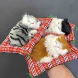 Wolawood Sesli Miyavlayan Uyuyan Peluş Kedi Ev, Oda, Oto & Araba Torpido Süsü Minderli Sevimli Yastıkta Uyuyan Kedi Sesli Yavru Kedi Figürü Dekoratif Aksesuar (1 Adet Rastgele Renk)