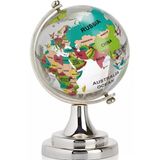 Wolawood Standlı Dönen Şeffaf Atlas Küre Yüksek Kalite Kristal Cam Dünya Haritası Küresi Eğitim Hediyelik Mini Biblo Ev, Ofis, İşyeri Renkl