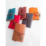 Wolawood Yüksek Kalite Altı (6) Adet Deri Defter Yaprak Desenli, Eskitme Sayfa, Spiralli, Vintage Anı Hatıra, Ajanda, Günlük Not Defteri Hediyelik Set