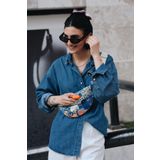 WOLF & ROCK Wolf&Rock Gold Detaylı Etnik Desen Kumaş Bel ve Omuz Çantası