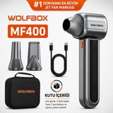 Wolfbox MF400 15.000 Mah Jet Fan – 320.000 RMP Araç Kurutucu | Fırçasız Motor, Yüksek Hızlı Hava Akışı, 3 Hız Kademesi | Veranda, Garaj ve Araç Detaylı Temizlik Için | Sert Taşıma Çantalı