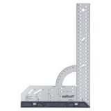 wolfcraft Evrensel açı 5205000 / açı ölçer, 300 mm kenar uzunluğu, 90° durdurma açısı ve çıkarılabilir açılı ray ile hassas işaretleme ve çizim için