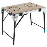 wolfcraft I Master work 1600 I 6909000 I İş Tezgahı I Atölye ve Şantiye için Mobil Katlanabilir Çalışma Masası I Yüksekliği Ayarlanabilir Ayak I Matkap Standı ile Kullanım I Ölçüler 1035 x 695 mm