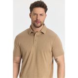 Wolfe Erkek Camel Likralı Pamuk Karışımlı Çekmeyen Kumaş Kıvrılmaz Yaka Polo Yaka T-Shirt Camel 2XL
