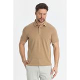 Wolfe Erkek Camel Likralı Pamuk Karışımlı Çekmeyen Kumaş Kıvrılmaz Yaka Polo Yaka Tişört - 2XL