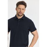 Wolfe Erkek Lacivert Likralı Pamuk Karışımlı Çekmeyen Kumaş Kıvrılmaz Yaka Polo Yaka T-Shirt Lacivert 2XL