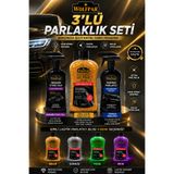 WOLFPAR 3'LÜ PARLAKLIK SETİ (Seramik Etkili Cila + Simli Lastik Parlatıcı Jel + Torpido Parlatıcı)