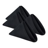 Wolkemer 4 Paket Siyah Bez Peçeteler 47 x 40 cm Katı Yıkanabilir Polyester Akşam Yemeği Peçeteleri Kıvrık Kenarları ile Akşam Yemeği Partiler Düğünler Ziyafetler Etkinlikler Masa Dekorasyonu