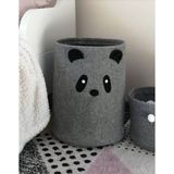 Woll Tasarım Keçe Bebek Çocuk Odası Sevimli 3 Boyutlu Panda Figürlü Oyuncak Çamaşır Sepeti 40X50 cm (Büyük Boy) - Gri