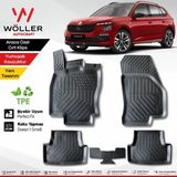 Wöller 3D Havuzlu Paspas Siyah Kauçuk Malzeme ile 2020 2026 Arası Skoda Kamiq Uyumlu 3D Havuzlu
