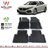 Wöller 3D Havuzlu Paspas Siyah TPE Malzemeden Honda Civic Fc5 2016 2021 Arası Esnek ve Kokusuz