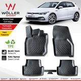 Wöller Volkswagen Golf 8 Paspas 2021 2026 Arası E Tsi Otomatik ve Manuel Uyumlu 3D Havuzlu Paspas - Siyah