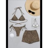 Womanandkids Fantezia Night Kadın 3'lü Set Fosforlu Şortlu ve Yandan Bağlamalı Bikini Mayo Takımı