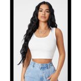 Womanandkids Fantezia Night Kadın Beyaz Kare Yaka Crop Top Bluz