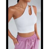 Womanandkids Fantezia Night Kadın Beyaz Tek Omuz Cut Out Detaylı Crop Top Bluz