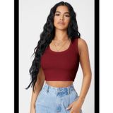 Womanandkids Fantezia Night Kadın Bordo Kare Yaka Crop Top Bluz