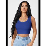 Womanandkids Fantezia Night Kadın Lacivert Kare Yaka Crop Top Bluz