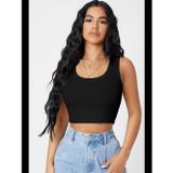 Womanandkids Fantezia Night Kadın Siyah Kare Yaka Crop Top Bluz