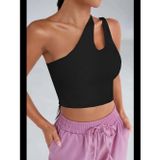 Womanandkids Fantezia Night Kadın Siyah Tek Omuz Cut Out Detaylı Crop Top Bluz