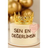 WOMAN'S HEART PASTA TACI GOLD RENGİNDE ÖZEL GÜN KONSEPTİNE UYUMLU PARTİ SÜS MALZEMESİ