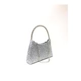womenacs Gümüş Renk Su Damlası Taşlı Elde Abiye Clutch Portföy Düğün Nişan Kına Kadın Gece Çantası (askılı)