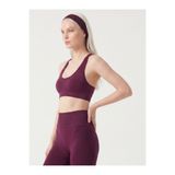 Womenmade Kadın Vişne Bordo Renk Çapraz Sırt Detaylı Ayar Askılı Destekli Seamless/Dikişsiz Spor Büstiyeri