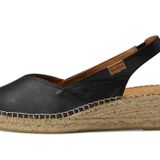 Women's leather wedge espadrille - BERNIA-P - Black, 36 EU