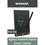 Wonara 8,5 Inç Grafik Tablet Eğitici Kalemli Silinebilir Not Çizim Panosu Taşınabilir Kullanım - Beyaz