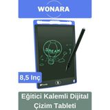 Wonara 8,5 İnç Grafik Tablet Eğitici Kalemli Silinebilir Not Çizim Panosu Taşınabilir Kullanım - Mavi