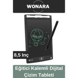 Wonara 8,5 İnç Grafik Tablet Eğitici Kalemli Silinebilir Not Çizim Panosu Taşınabilir Kullanım - Siyah
