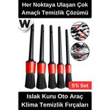 Wonara #arabafırçası Detay Fırçası Seti Islak Kuru Oto Araç Klima Temizlik Fırçaları Farklı Boy Çok Amaçlı Otomobil Motosiklet Jant Motor Havalandırma Izgara Koltuk Arası Temizleme Aparatı 5 Parça - Çok Renkli