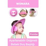 Wonara Ayarlanabilir Düğmeli Bebek Duş Şapkası Göze Su Kaçırmayan Banyo Küveti İçin Banyo Başlığı