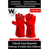 Wonara Deluxe Çok Amaçlı Kaynak Yangın Için Su Geçirmez Isıya Dayanıklı Yanmaz A Kalite Deri Eldiven - Kırmızı - 0 - 1 Ay