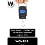Wonara Deluxe Dijital LCD Ekranlı Taşınabilir Bagaj Tartısı Seyahat Için Çok Amaçlı Bavul Ağırlık Ölçer - 98 x 36 x 40 mm - Max 30 kg