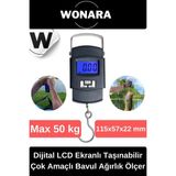 Wonara Deluxe Dijital LCD Ekranlı Taşınabilir Bagaj Tartısı Seyahat Için Çok Amaçlı Bavul Ağırlık Ölçer - 98 x 36 x 40 mm - Max 59 kg