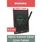 Wonara Deluxe Elektronik Grafik Yazma Tahtası Kalemli Silinebilir Not Çizim Panosu Eğitici Tablet 8,5 Inç - Kırmızı