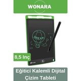 Wonara Deluxe Elektronik Grafik Yazma Tahtası Kalemli Silinebilir Not Çizim Panosu Eğitici Tablet 8,5 Inç - Yeşil