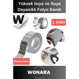 Wonara Deluxe Yüksek Isıya ve Suya Dayanıklı Yanmaz Alüminyum Soba Borusu Tamir ve Yama Folyo Bandı 1 Adet - Gri