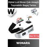 Wonara Dijital LCD Ekranlı Hassas Taşınabilir Pratik Seyahat Bagaj Tartısı 50 kg Kapasiteli Ağırlık Tartı - Gri