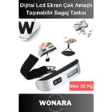 Wonara Dijital LCD Ekranlı Hassas Taşınabilir Pratik Seyahat Bagaj Tartısı 50 Kg Kapasiteli Ağırlık Tartı