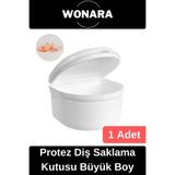 Wonara #Diş Kapaklı Dayanıklı Plastik Hijyenik Gece Plak Tat İçermez Protez Diş Saklama Kutusu Büyük Boy