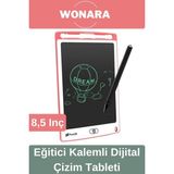 Wonara Eğitici Kalemli Grafik Tablet 8,5 Inç Silinebilir Not Çizim Panosu Hafif ve Pratik - Pembe