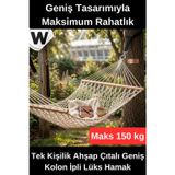 Wonara #Hamak Tek Kişilik Lüks Hamak Taşıma Kapasiteli Dayanıklı Ahşap Çıtalı Geniş Kolon İpli Renkli Bahçe