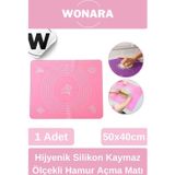 Wonara Hijyenik Pratik Silikon Hamur Açma Matı Ölçekli Kaymaz Gıda Kullanımına Uygun Tabanlık 50X40CM